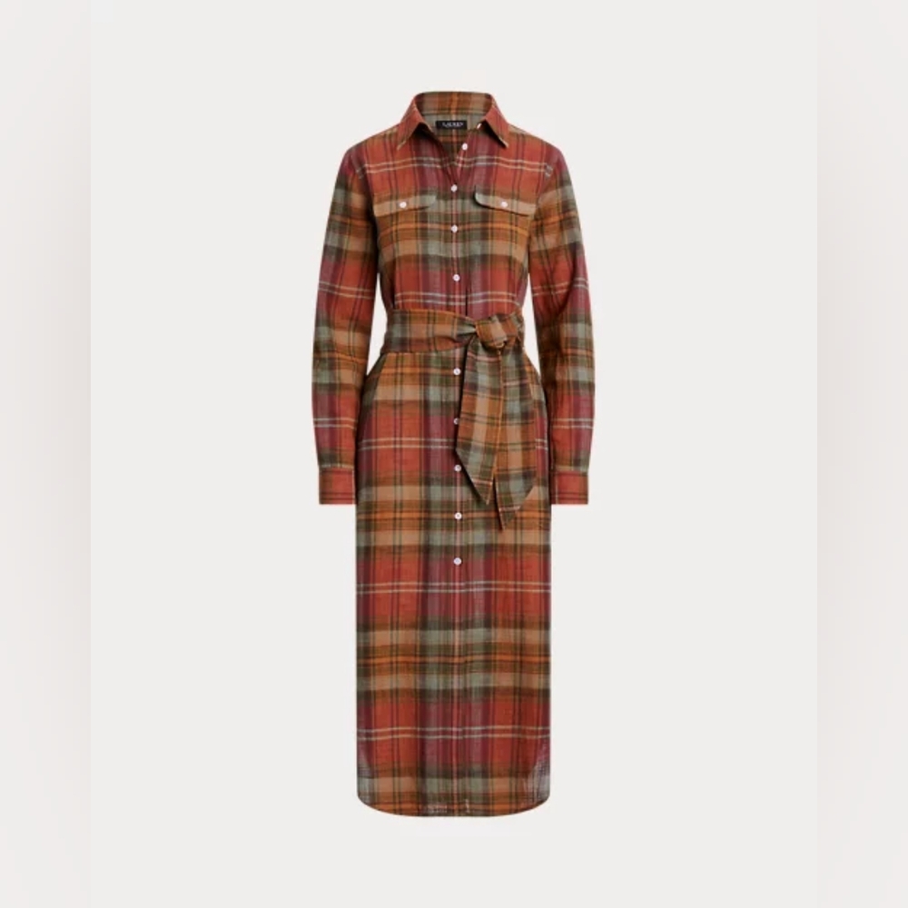 Lauren Ralph Lauren Plaid Belted Cotton Shirtdress